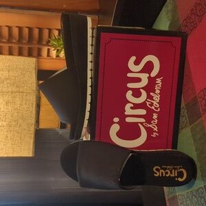 Circus by Sam E Alice slide on wedge sandals black Women's 7.5 M NEW NWB Nice